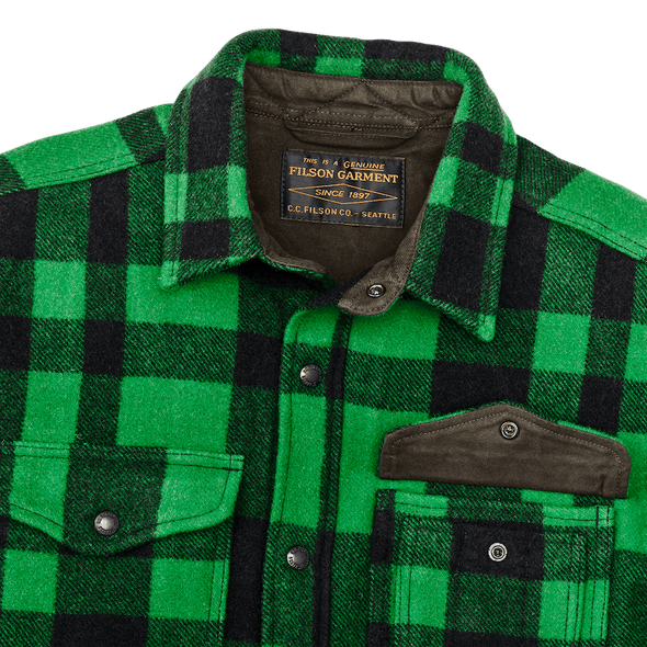 Filson Lined Mackinaw Wool Jac-Shirt in Acid Green/Black Heritage Plaid X