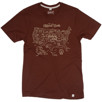 Landmark Project National Parks Map Tee in Redwood
