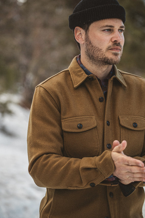 Hiroshi Kato Anvi Jacket in Camel Melton Wool