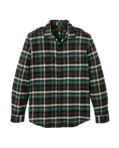 Filson Vintage Flannel Work Shirt in Brown/Cream Plaid