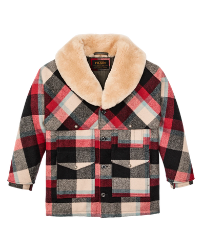Filson Lined Wool Packer Coat in Red/Cream/Blue Plaid