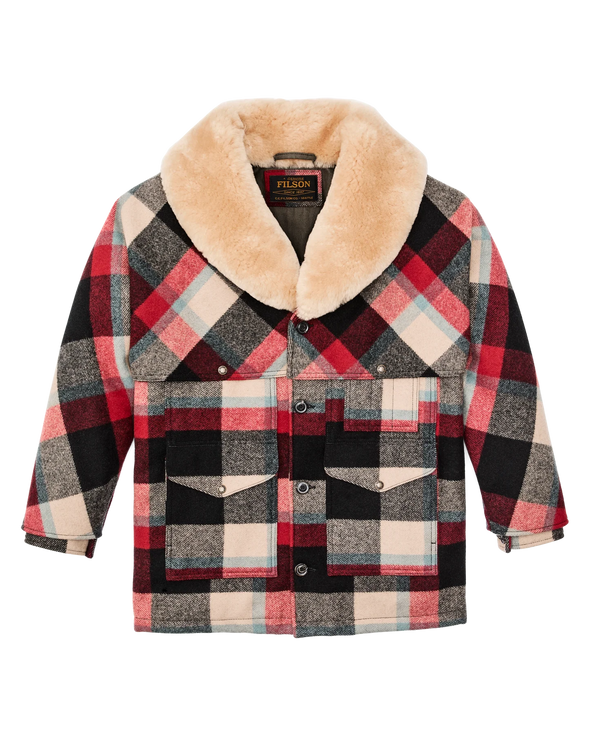 Filson Lined Wool Packer Coat in Red/Cream/Blue Plaid