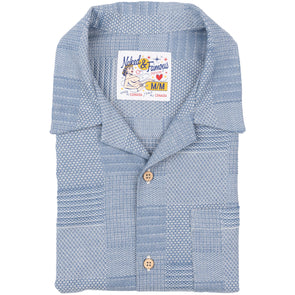 Naked & Famous Aloha Shirt in Pale Blue Dobby Patchwork