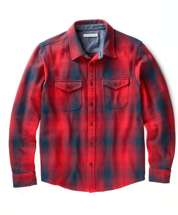 Outerknown Blanket Shirt in Safety Red Overlook Plaid