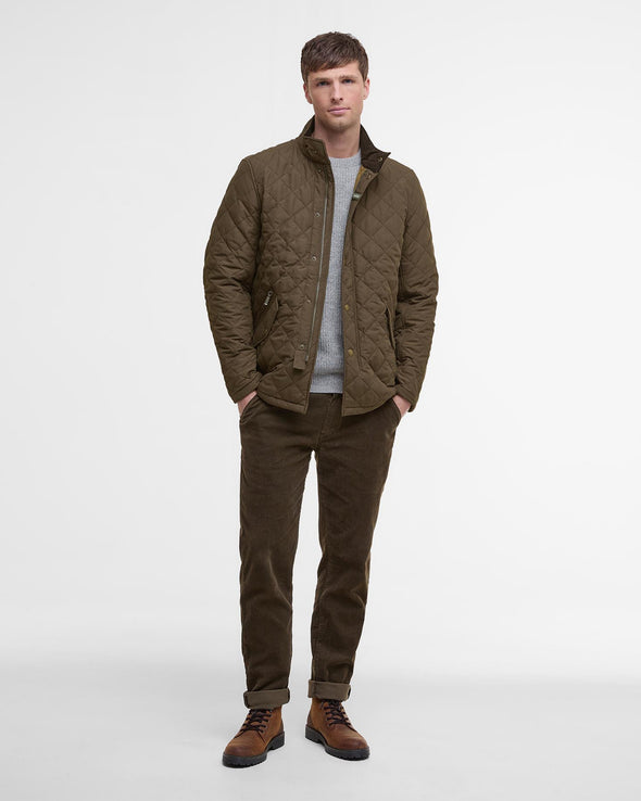 Barbour Shoveler Quilted Jacket in Dark Olive