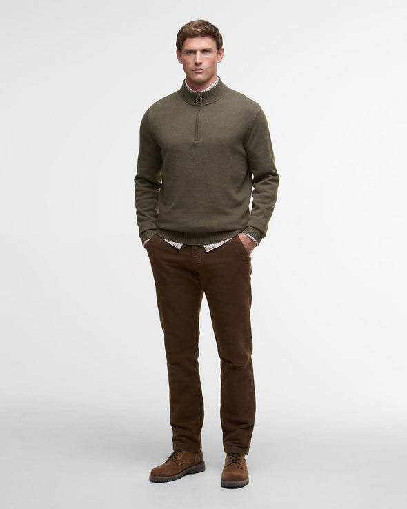 Barbour Kelson Half-Zip Jumper in Olive
