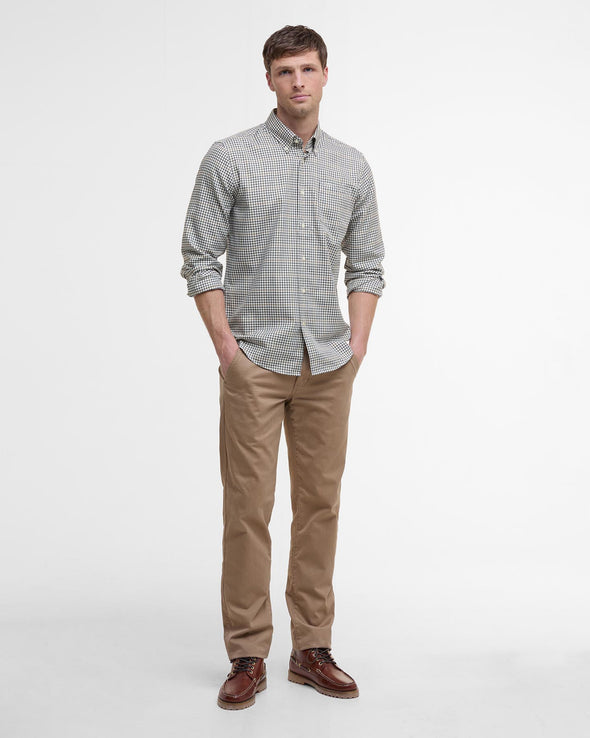 Barbour Henderson Thermo Weave Long-Sleeved Shirt in Whisper White