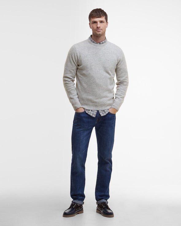 Barbour Essential Patch Crew Sweater in Light Grey Marl