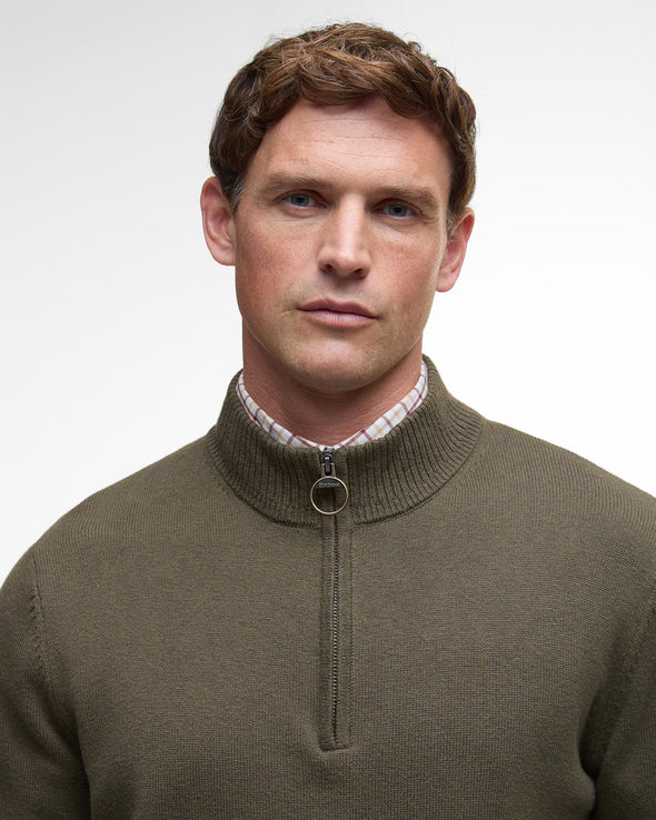 Barbour Kelson Half-Zip Jumper in Olive