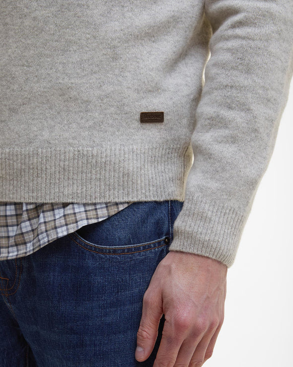 Barbour Essential Patch Crew Sweater in Light Grey Marl