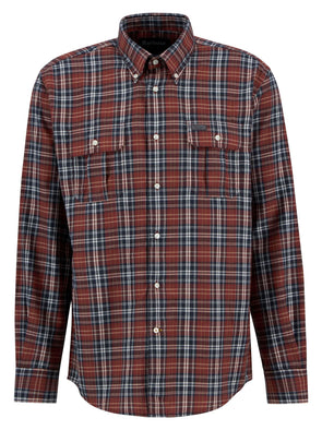 Barbour Saldon Thermo-Weave Checked Shirt in Fired Brick