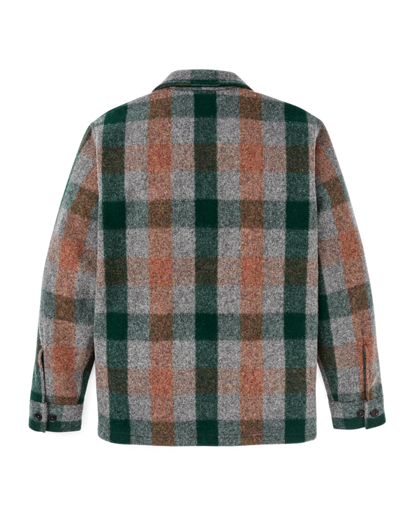 Filson Mackinaw Wool Jac-Shirt in Green/Orange/Grey Plaid