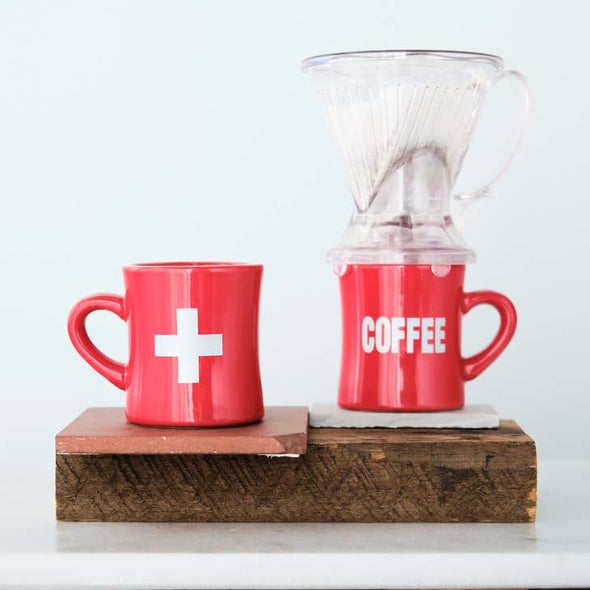 Apres Ski Coffee Diner Mug in Red