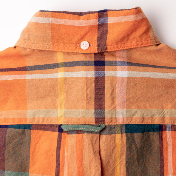 Gitman Vintage LS Shirt in Orange / Green Archive Madras
