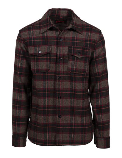 Schott N.Y.C. Plaid CPO Wool Shirt Jacket in Brown