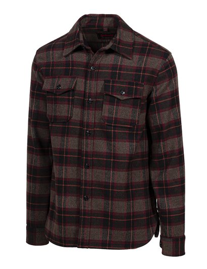 Schott N.Y.C. Plaid CPO Wool Shirt Jacket in Brown