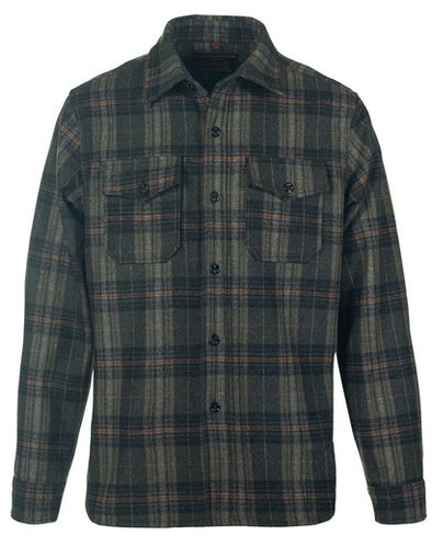 Schott N.Y.C. Plaid CPO Wool Shirt Jacket in Olive