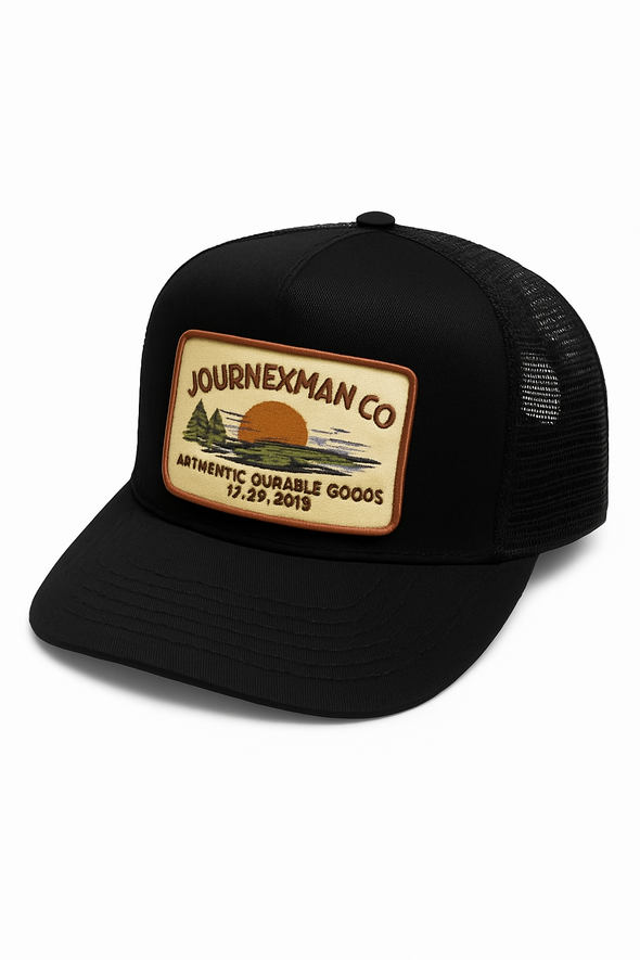 Journeyman Co. Sunrise Trucker Hat in Black