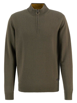 Barbour Kelson Half-Zip Jumper in Olive