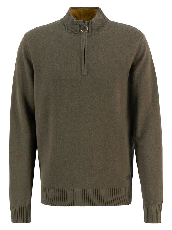 Barbour Kelson Half-Zip Jumper in Olive