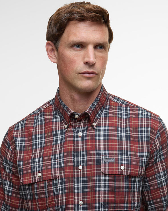 Barbour Saldon Thermo-Weave Checked Shirt in Fired Brick