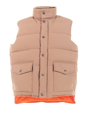 Schott N.Y.C. Bobby Water Repellent Cotton Blend Down Filled Vest in Khaki/Orange