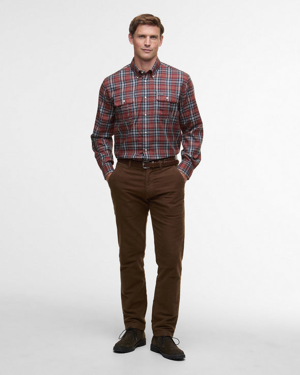 Barbour Saldon Thermo-Weave Checked Shirt in Fired Brick