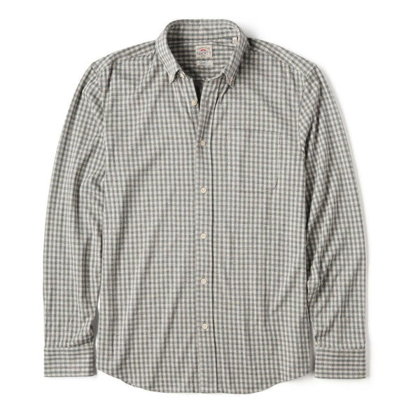 Faherty Coastline Knit Shirt in Fox Grey Gingham
