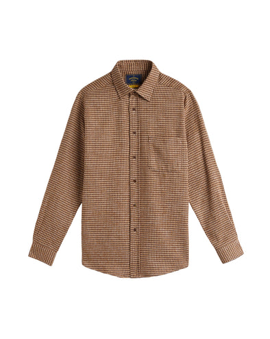Portuguese Flannel Abstract Pied Poule LS Shirt Brown