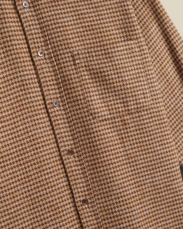 Portuguese Flannel Abstract Pied Poule LS Shirt Brown