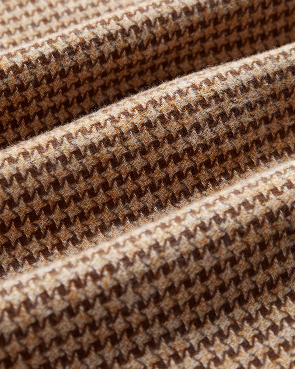 Portuguese Flannel Abstract Pied Poule LS Shirt Brown