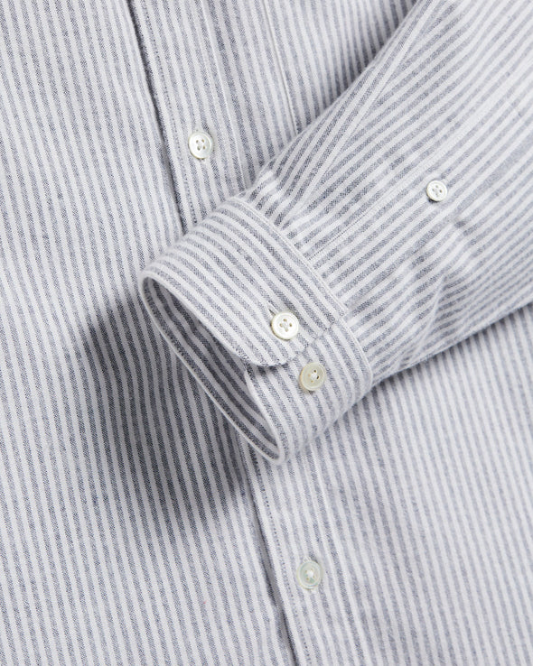 Portuguese Flannel Brushed Oxford Stripe in Blue