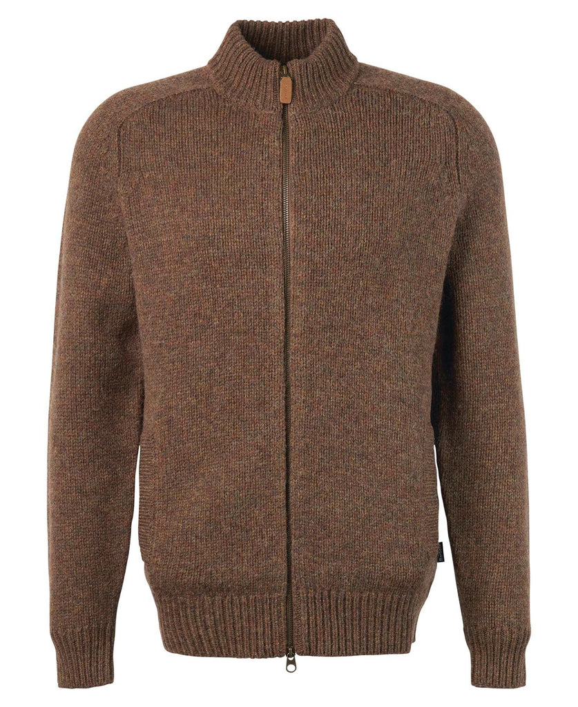 Barbour Calder Zip Through Jumper in Olive Tweed