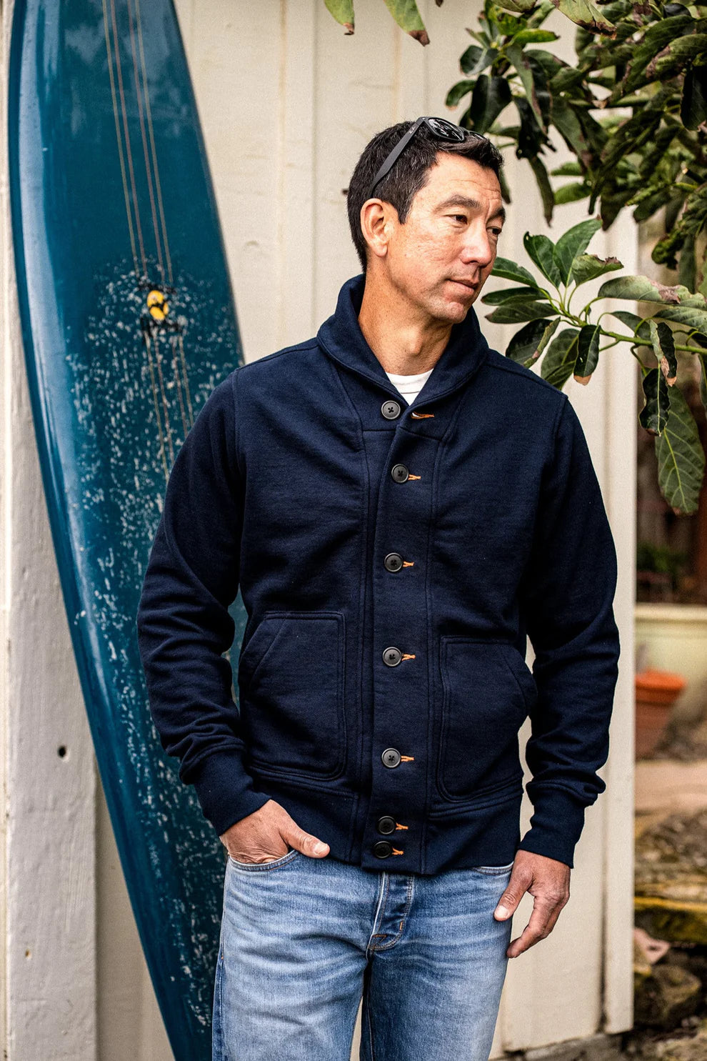 WiesMade Bodega Shawl Cardigan in Navy
