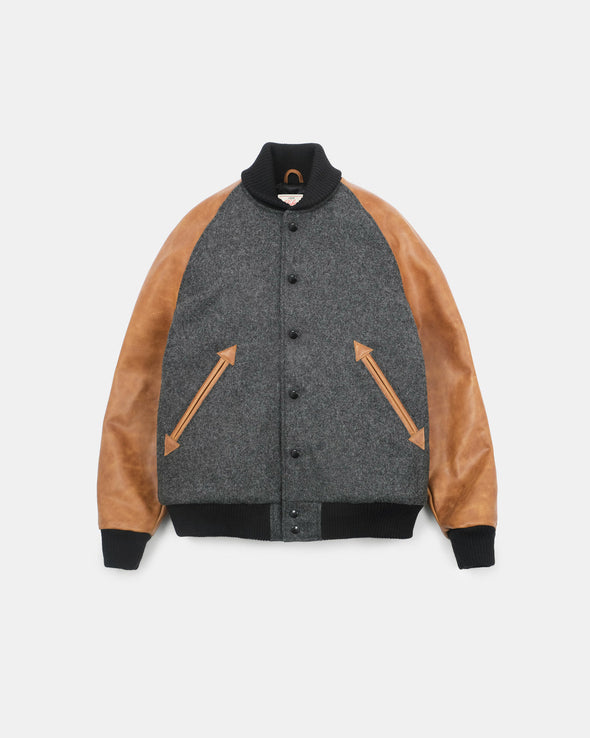 Dehen 1920 Varsity Jacket -in Granite / Black / Antique Rust