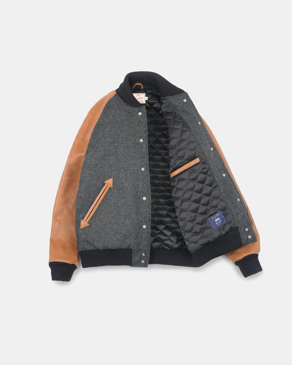 Dehen 1920 Varsity Jacket -in Granite / Black / Antique Rust