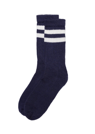 American Trench Merino Double Stripe Sock in Navy