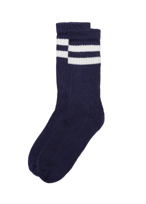 American Trench Merino Double Stripe Sock in Navy
