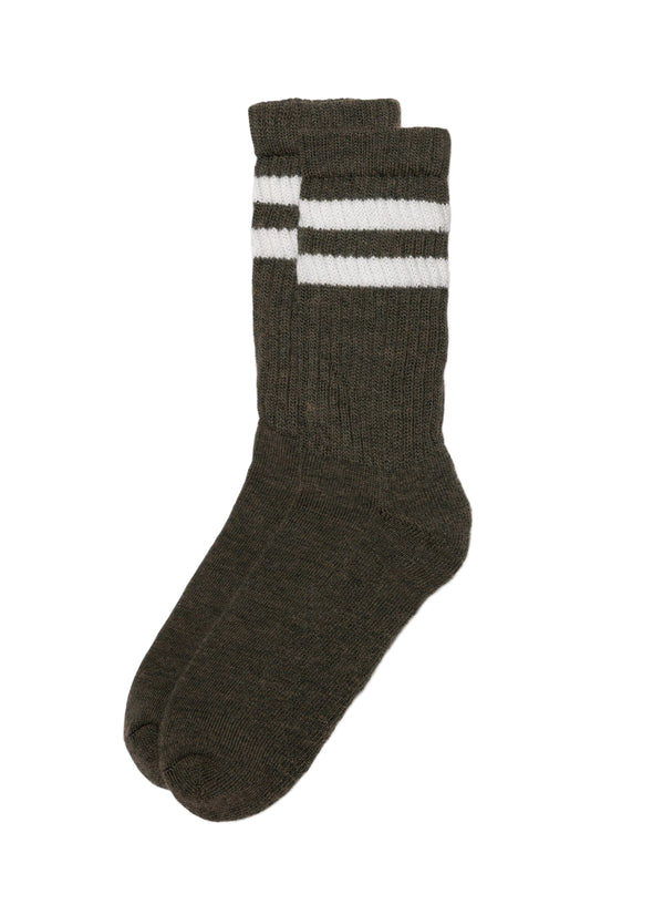 American Trench Merino Double Stripe Sock in Olive