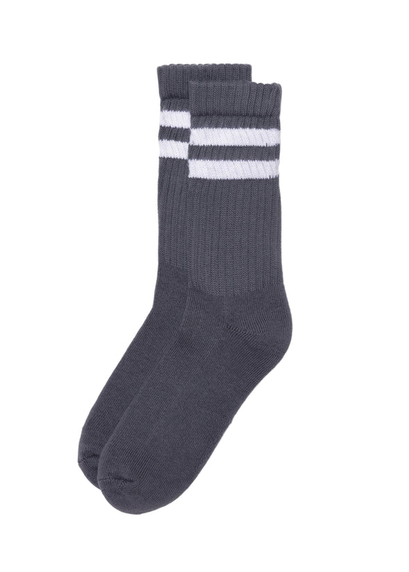 American Trench Retro Double Stripe Sock in Dark Gray