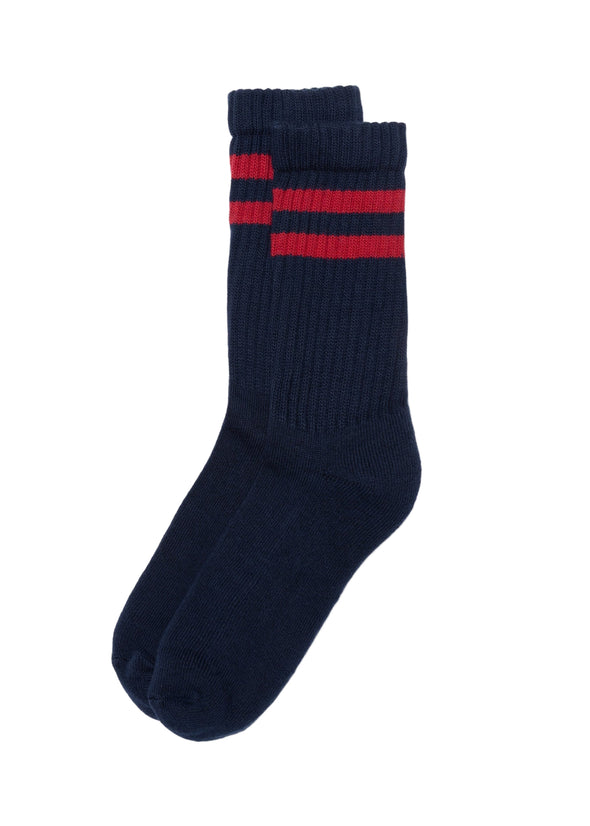 American Trench Retro Double Stripe Sock in Navy