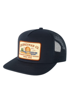 Journeyman Co. Sunrise Trucker Hat in Navy