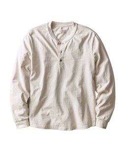 Marine Layer LS Luxe Jersey Henley in Oatmeal Heather - image 1