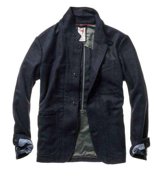 Relwen Heritage Trap Blazer in Dark Navy Whipcord