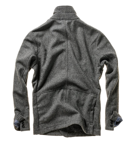 Relwen Heritage Trap Blazer in Light Grey/Black Herringbone