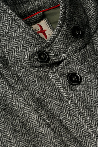 Relwen Heritage Trap Blazer in Light Grey/Black Herringbone
