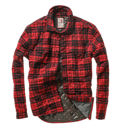 Relwen Quilted Flannel Shirt Jacket in Red/Black Grid