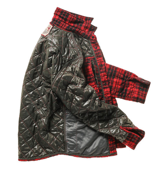 Relwen Quilted Flannel Shirt Jacket in Red/Black Grid