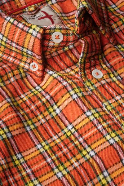 Relwen Chamois-Lined Flannel Shirt in Orange Multi Plaid