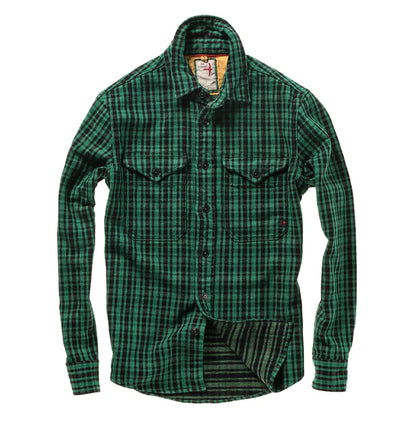 Relwen Mountain Flannel Shirt in Green/Black Grid Plaid